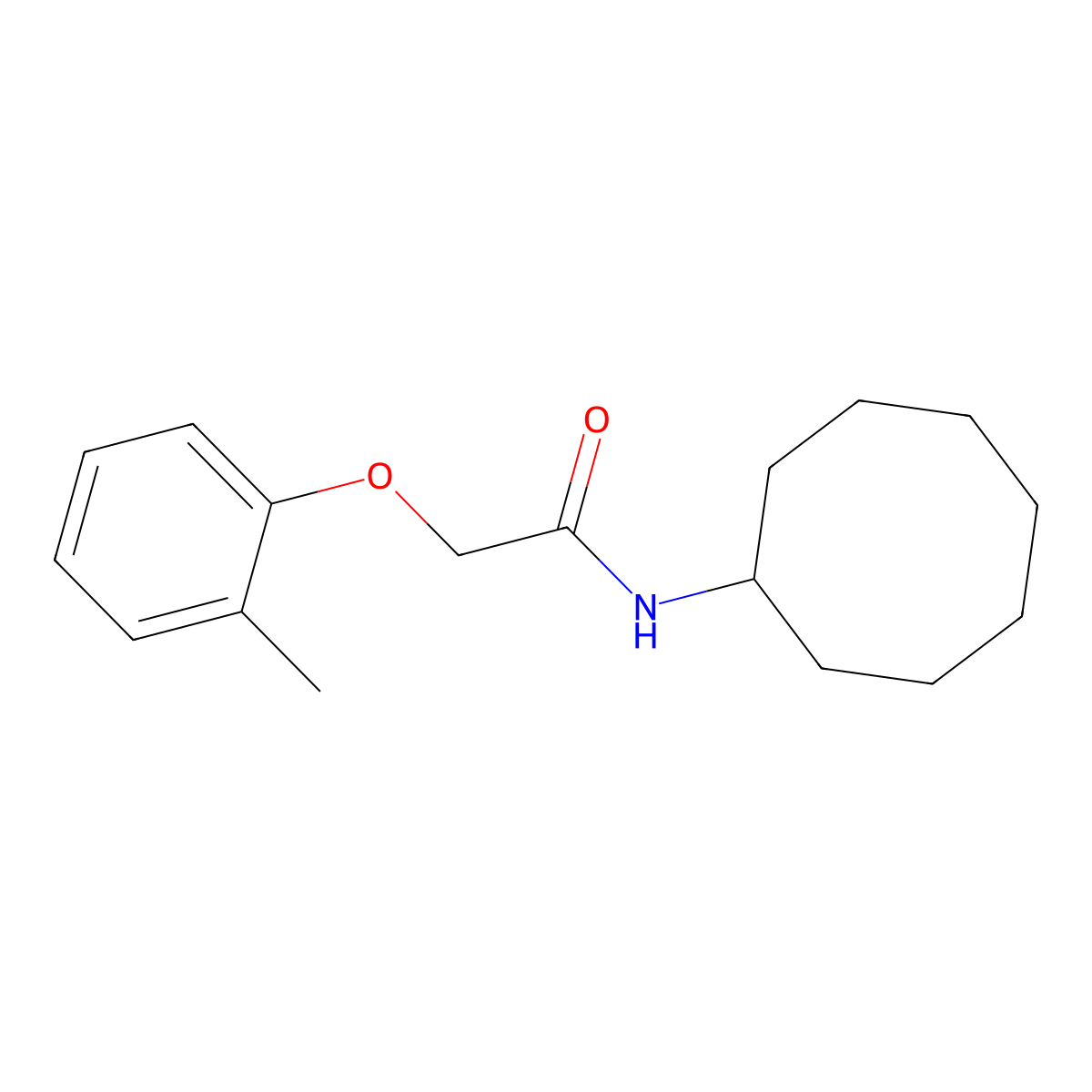 N-cyclooctyl-2-(2-methylphenoxy)acetamide molecular structure, CAS 331435-38-2