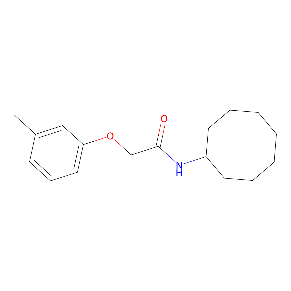 N-cyclooctyl-2-(3-methylphenoxy)acetamide molecular structure, CAS 331435-39-3