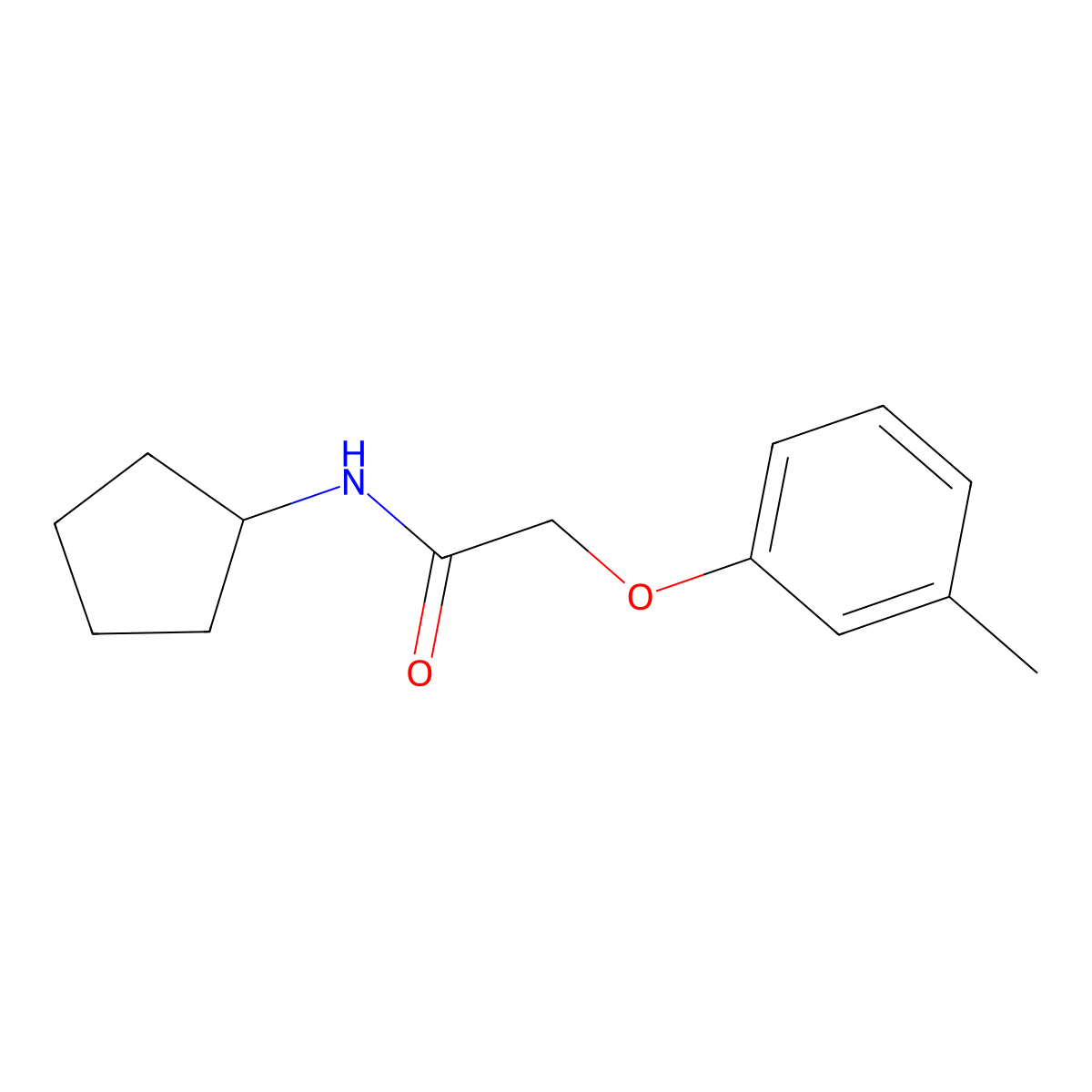N-cyclopentyl-2-(3-methylphenoxy)acetamide molecular structure, CAS 331435-56-4