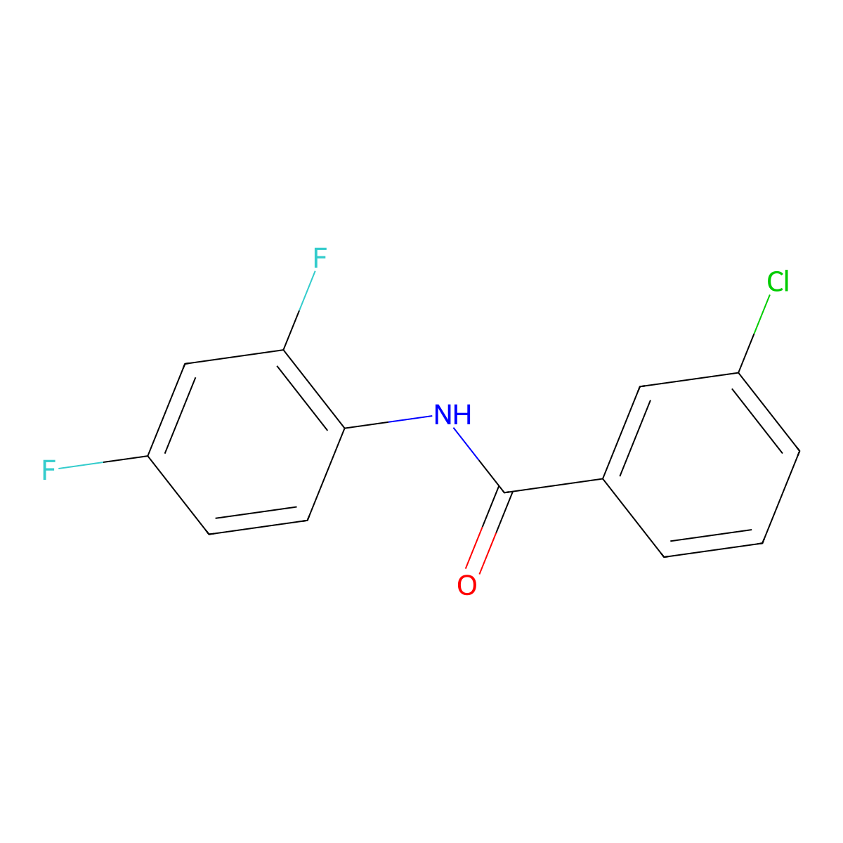 3-chloro-N-(2,4-difluorophenyl)benzamide molecular structure, CAS 331435-75-7