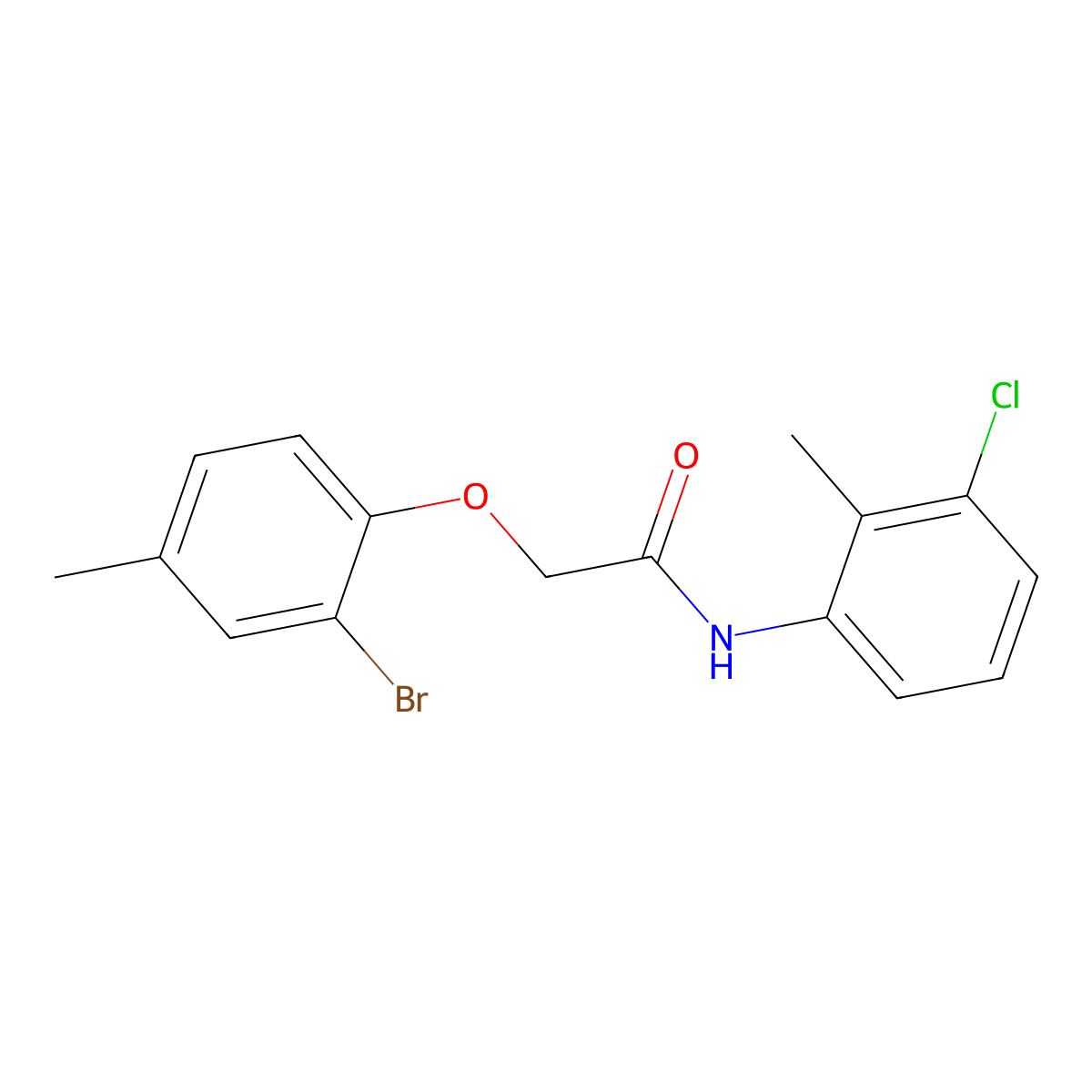 2-(2-bromo-4-methylphenoxy)-N-(3-chloro-2-methylphenyl)acetamide molecular structure, CAS 331436-16-9