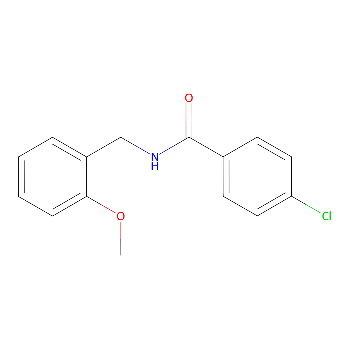 4-chloro-N-(2-methoxybenzyl)benzamide molecular structure, CAS 331439-97-5