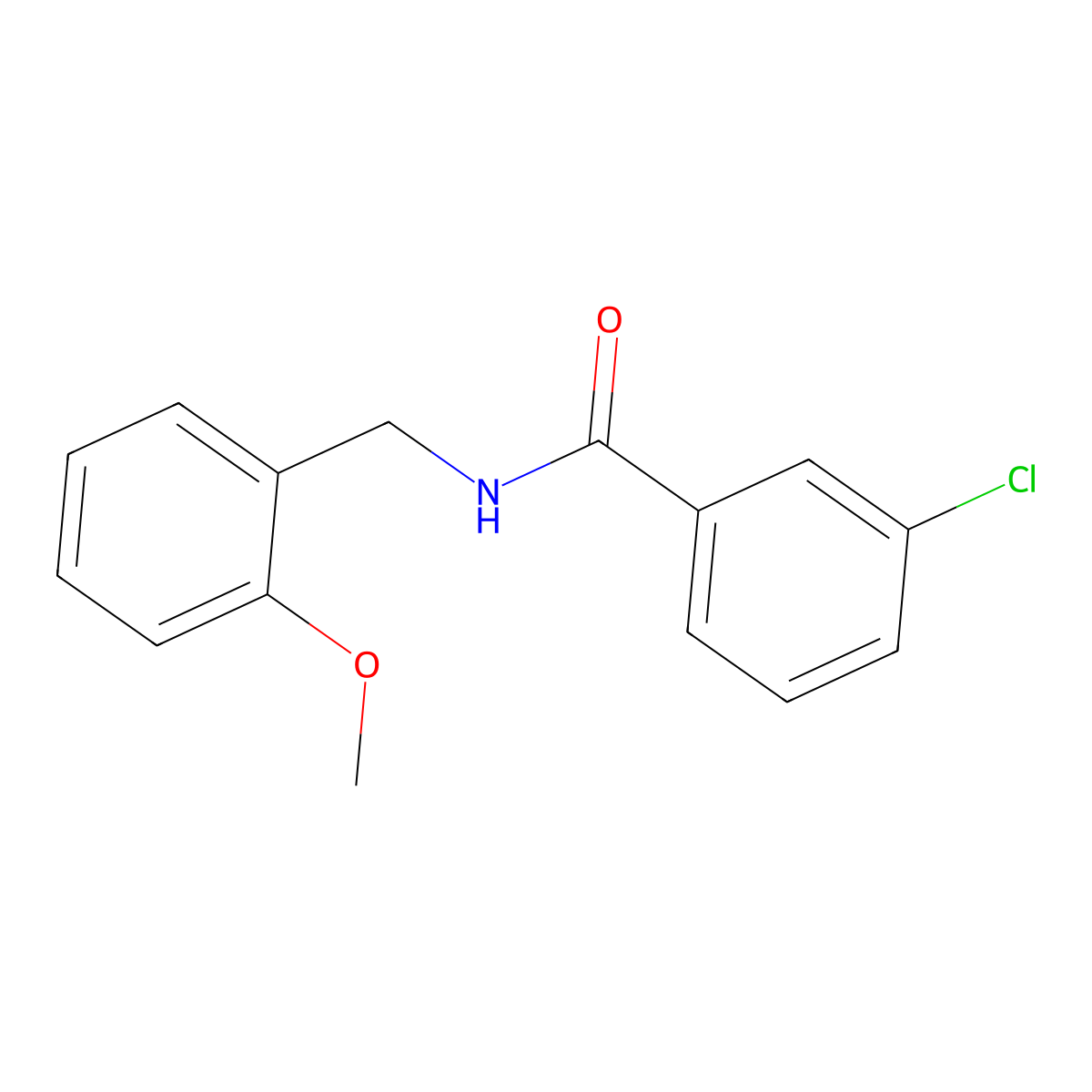 3-chloro-N-(2-methoxybenzyl)benzamide molecular structure, CAS 331439-99-7