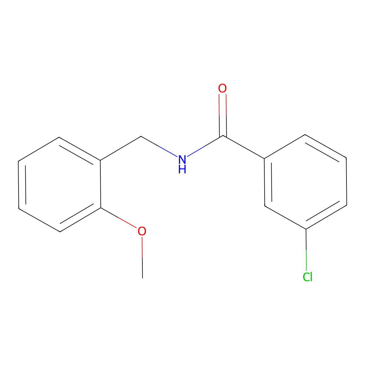 3-chloro-N-(2-methoxybenzyl)benzamide molecular structure, CAS 331439-99-7