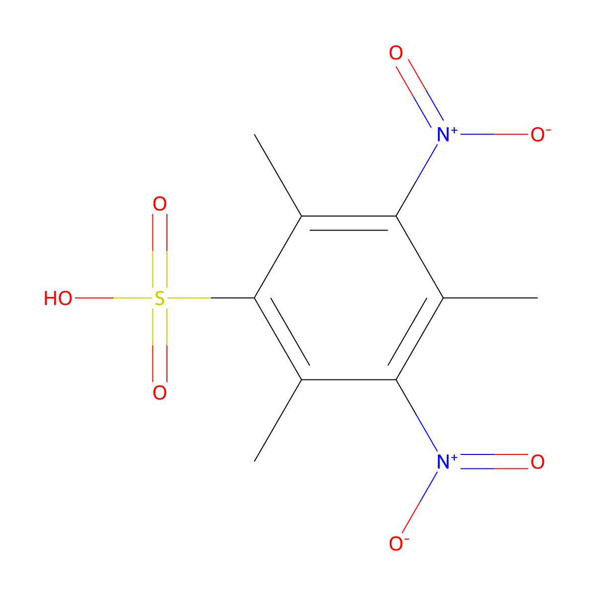 Benzenesulfonic acid, 2,4,6-trimethyl-3,5-dinitro- molecular structure, CAS 33144-12-6