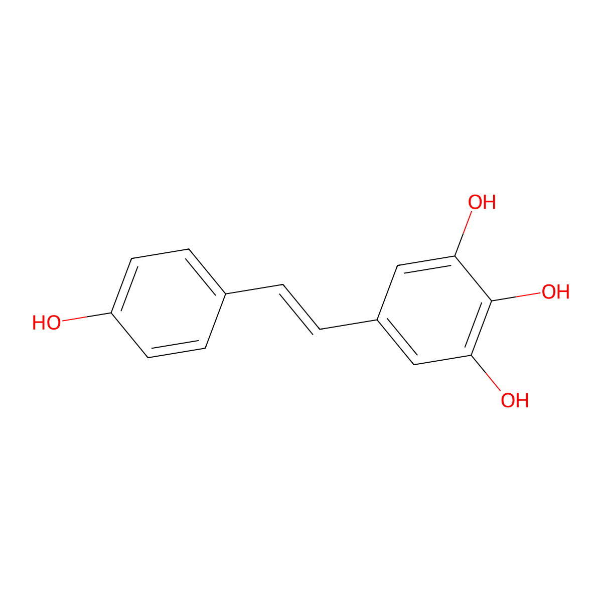 5-((1E)-2-(4-Hydroxyphenyl)ethenyl)-1,2,3-benzenetriol molecular structure, CAS 331443-00-6