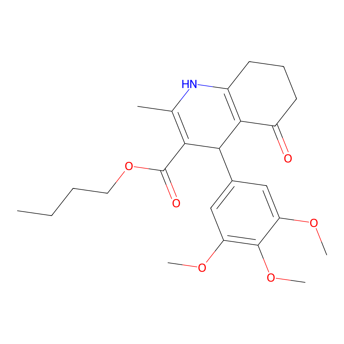 Butyl 2-methyl-5-oxo-4-[3,4,5-tris(methyloxy)phenyl]-1,4,5,6,7,8-hexahydroquinoline-3-carboxylate molecular structure, CAS 331443-20-0