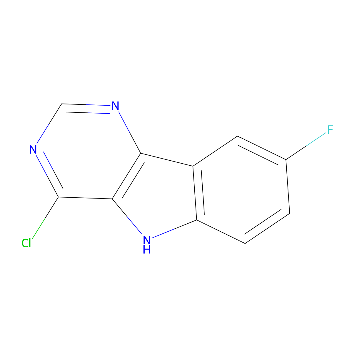 4-chloro-8-fluoro-5H-pyrimido[5,4-b]indole molecular structure, CAS 331443-96-0