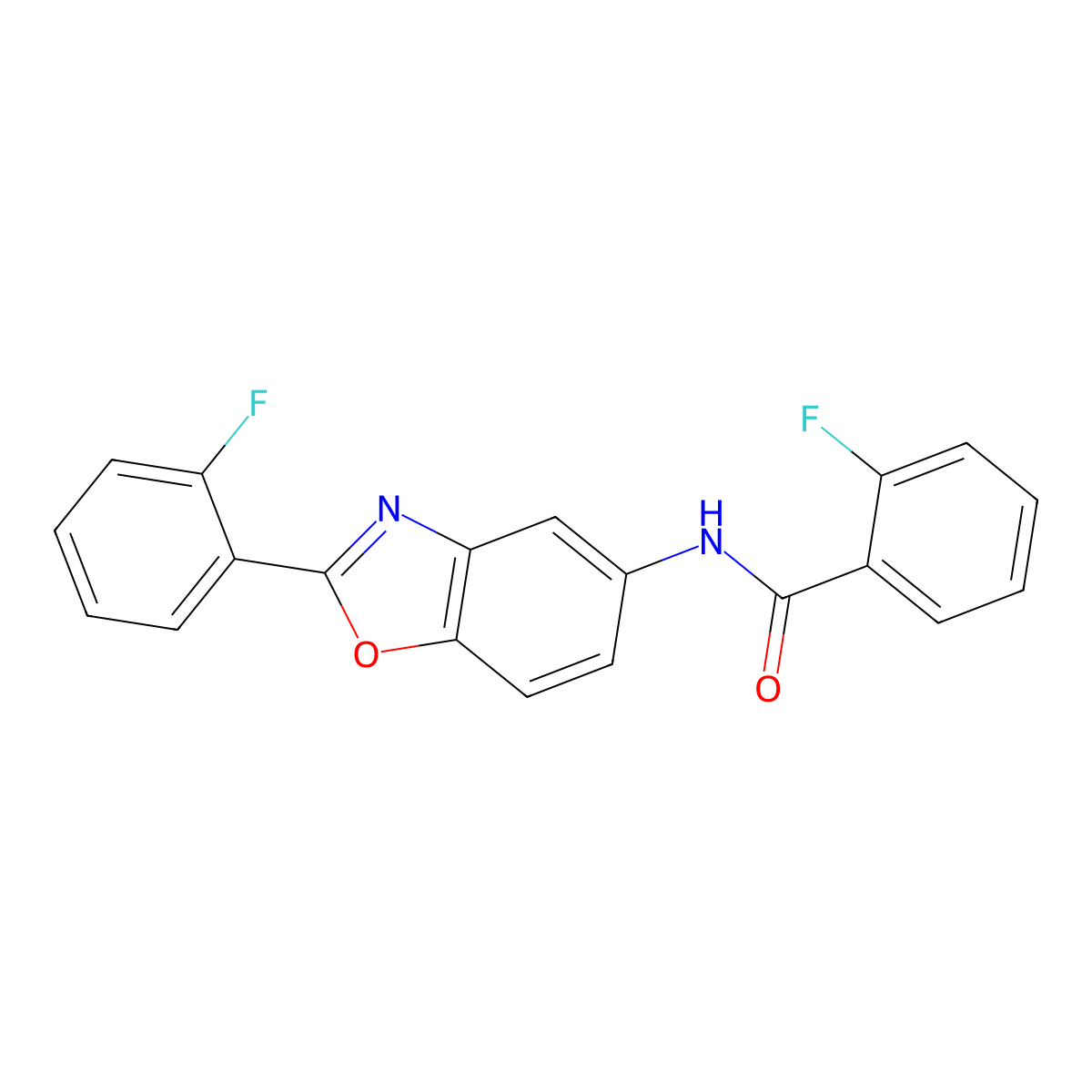 2-fluoro-N-[2-(2-fluorophenyl)-1,3-benzoxazol-5-yl]benzamide molecular structure, CAS 331445-11-5