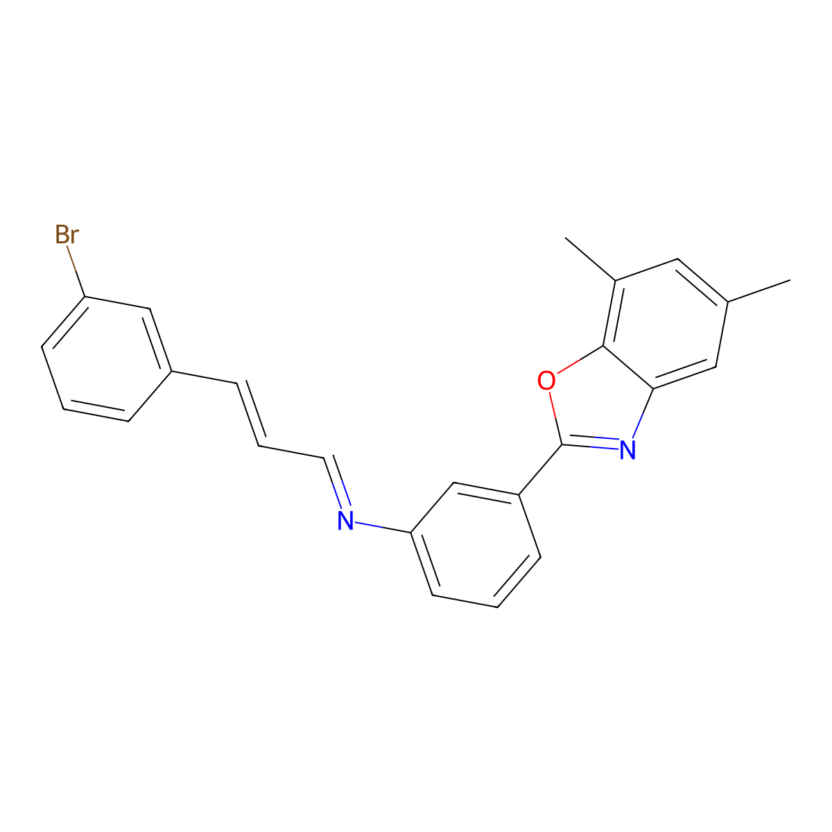 3-(3-bromophenyl)-N-[3-(5,7-dimethyl-1,3-benzoxazol-2-yl)phenyl]prop-2-en-1-imine molecular structure, CAS 331445-16-0