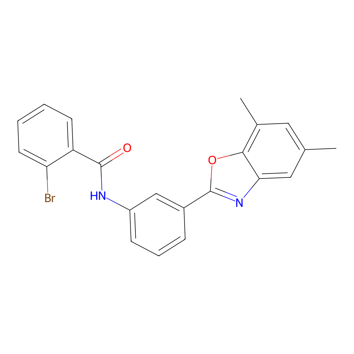 2-bromo-N-[3-(5,7-dimethyl-1,3-benzoxazol-2-yl)phenyl]benzamide molecular structure, CAS 331446-28-7