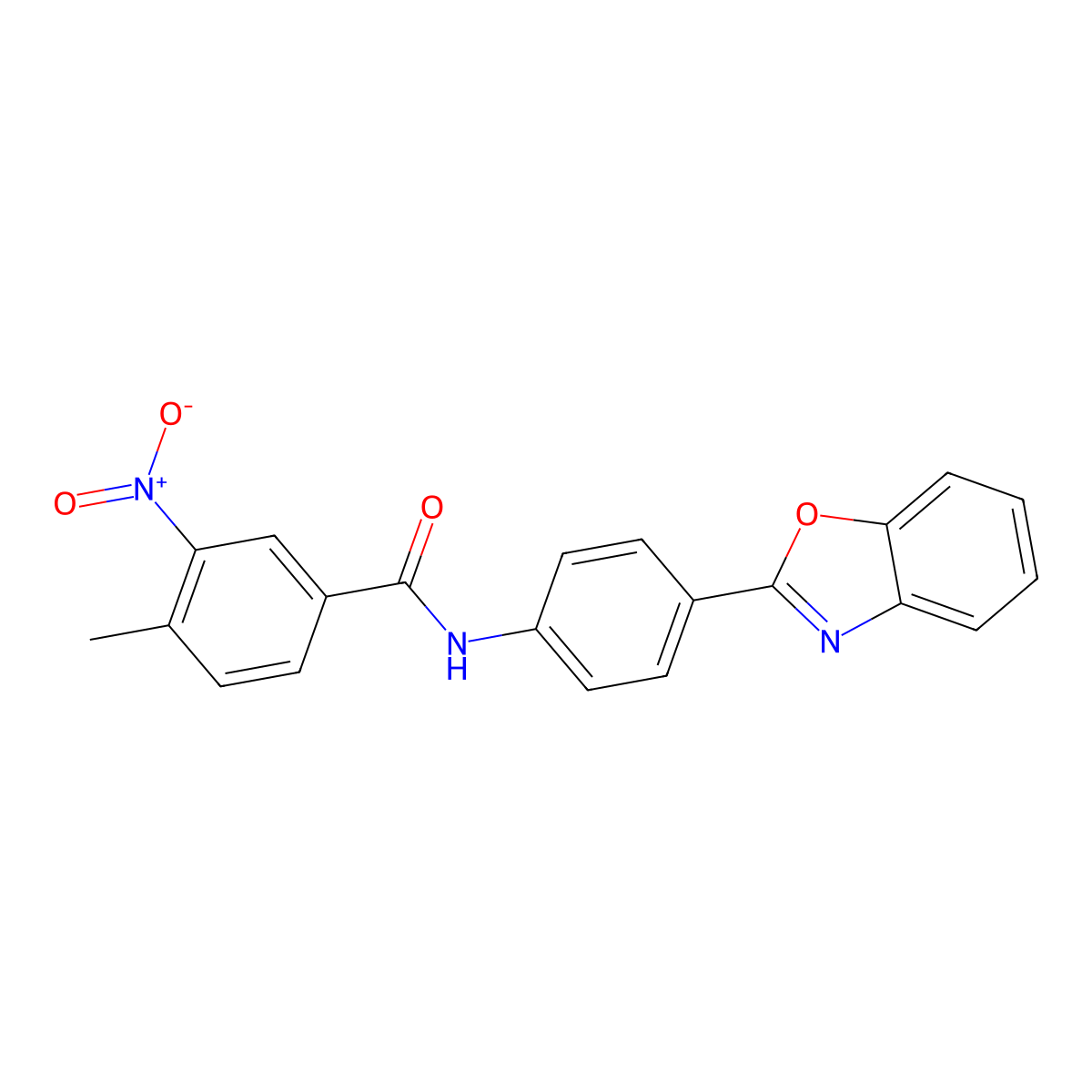 N-(4-(Benzo[d]oxazol-2-yl)phenyl)-4-methyl-3-nitrobenzamide molecular structure, CAS 331446-69-6