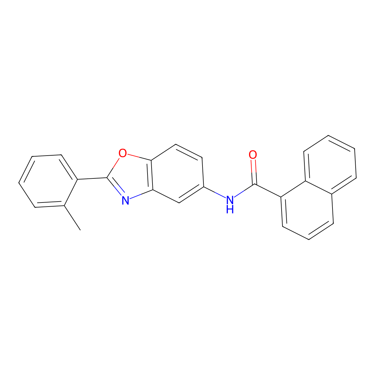 N-[2-(2-methylphenyl)-1,3-benzoxazol-5-yl]naphthalene-1-carboxamide molecular structure, CAS 331447-40-6