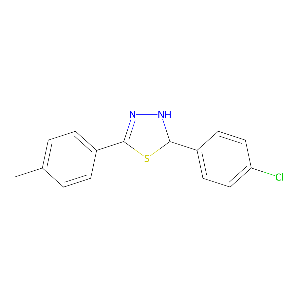 2-(4-Chlorophenyl)-5-(4-methylphenyl)-2,3-dihydro-1,3,4-thiadiazole molecular structure, CAS 331454-19-4