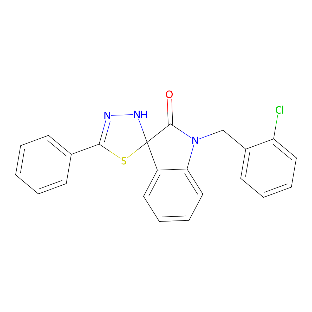 1-[(2-Chlorophenyl)methyl]-5'-phenyl-spiro[3H-indole-3,2'(3'H)-[1,3,4]thiadiazol]-2(1H)-one molecular structure, CAS 331458-02-7