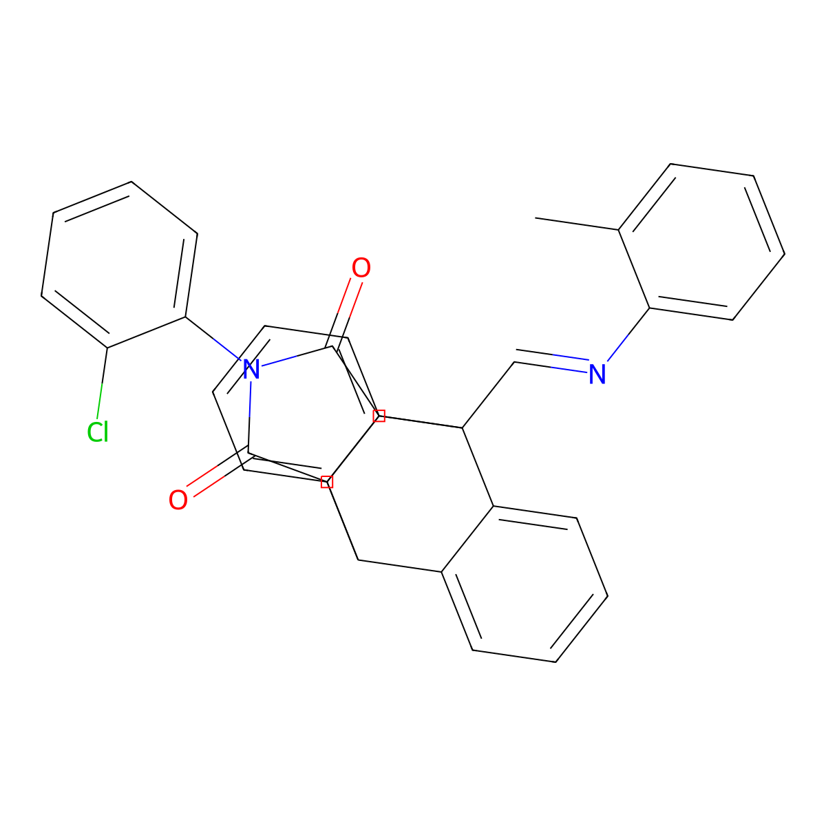 2-(2-Chlorophenyl)-3a,4,9,9a-tetrahydro-4-[[(2-methylphenyl)imino]methyl]-4,9[1a(2),2a(2)]-benzeno-1H-benz[f]isoindole-1,3(2H)-dione molecular structure, CAS 331458-04-9