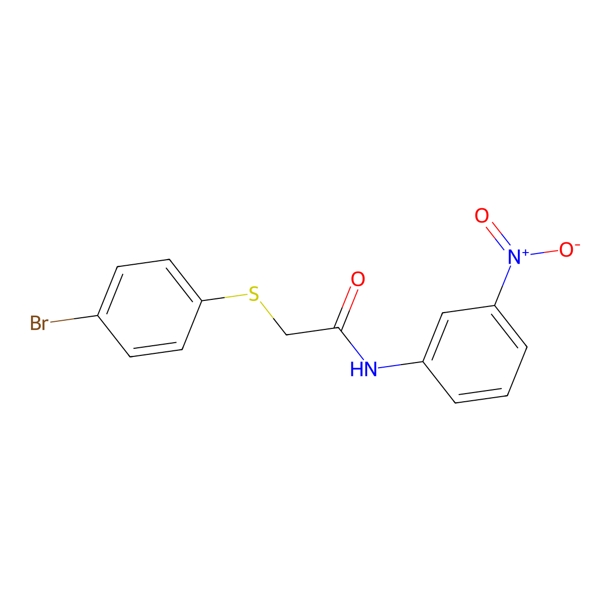 2-[(4-bromophenyl)sulfanyl]-N-(3-nitrophenyl)acetamide molecular structure, CAS 331459-57-5