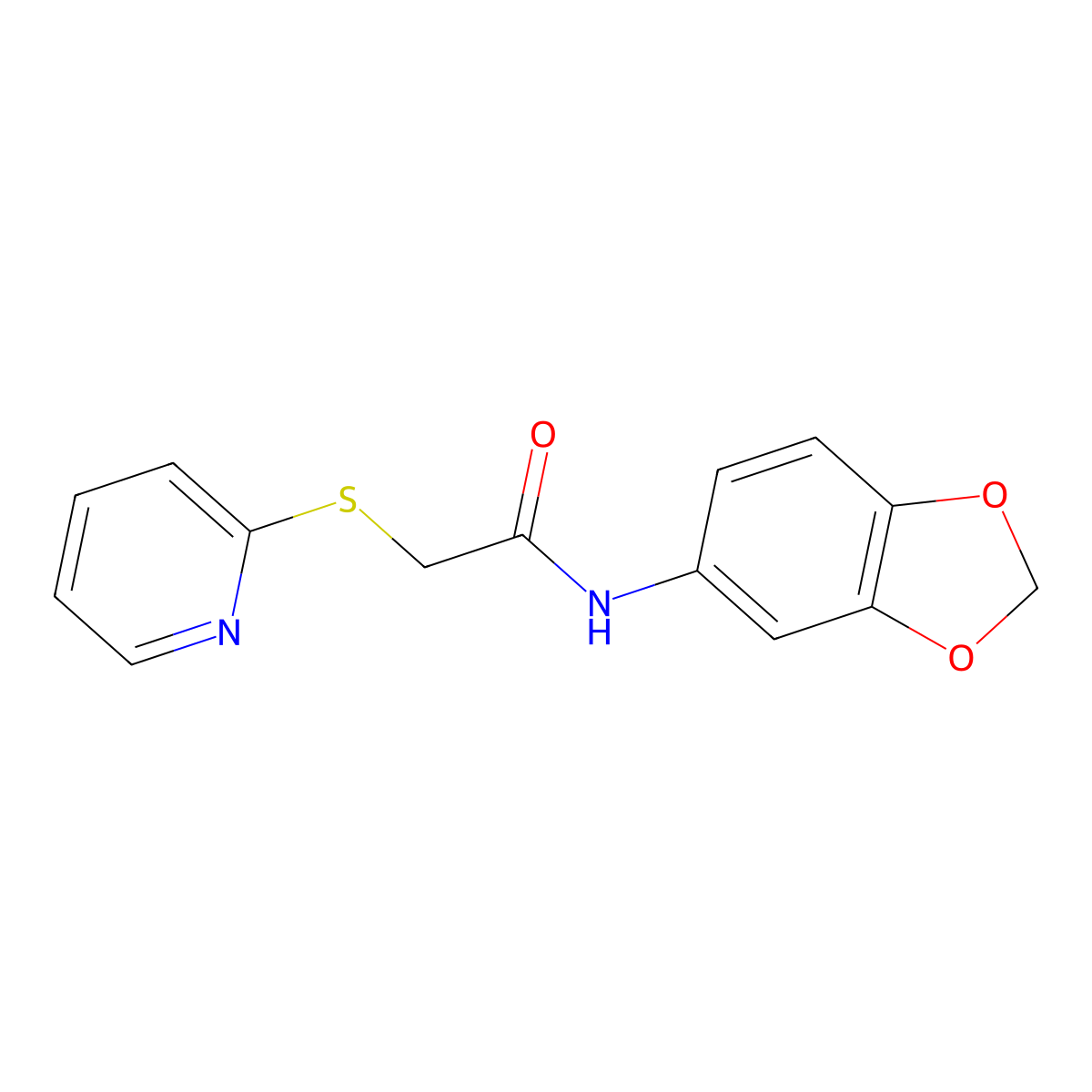 N-(1,3-benzodioxol-5-yl)-2-(2-pyridinylsulfanyl)acetamide molecular structure, CAS 331459-61-1