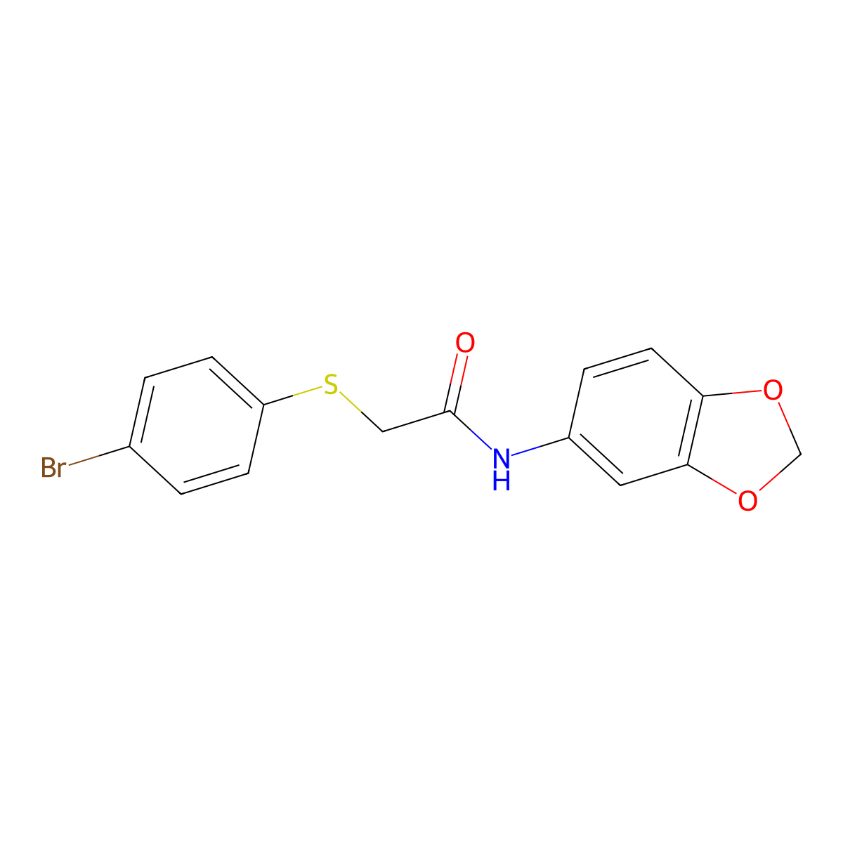 N-(2H-1,3-benzodioxol-5-yl)-2-[(4-bromophenyl)sulfanyl]acetamide molecular structure, CAS 331459-63-3