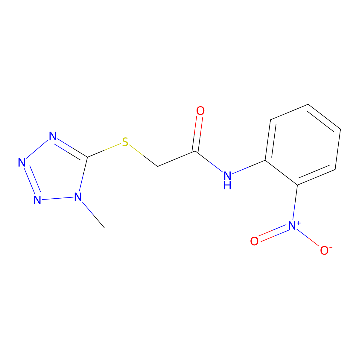 2-[(1-methyl-1H-1,2,3,4-tetrazol-5-yl)sulfanyl]-N-(2-nitrophenyl)acetamide molecular structure, CAS 331459-68-8