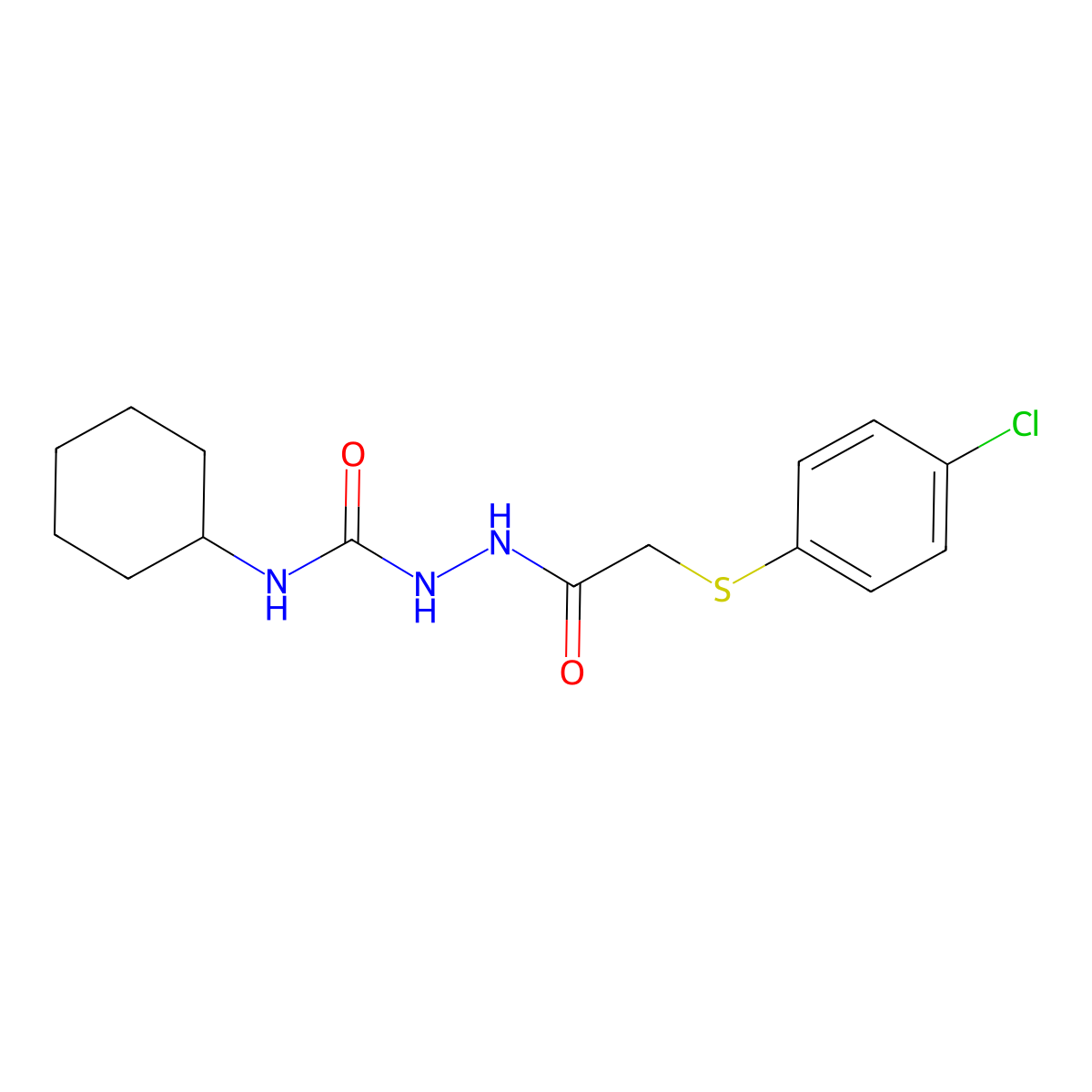 2-{2-[(4-chlorophenyl)sulfanyl]acetyl}-N-cyclohexyl-1-hydrazinecarboxamide molecular structure, CAS 331459-74-6