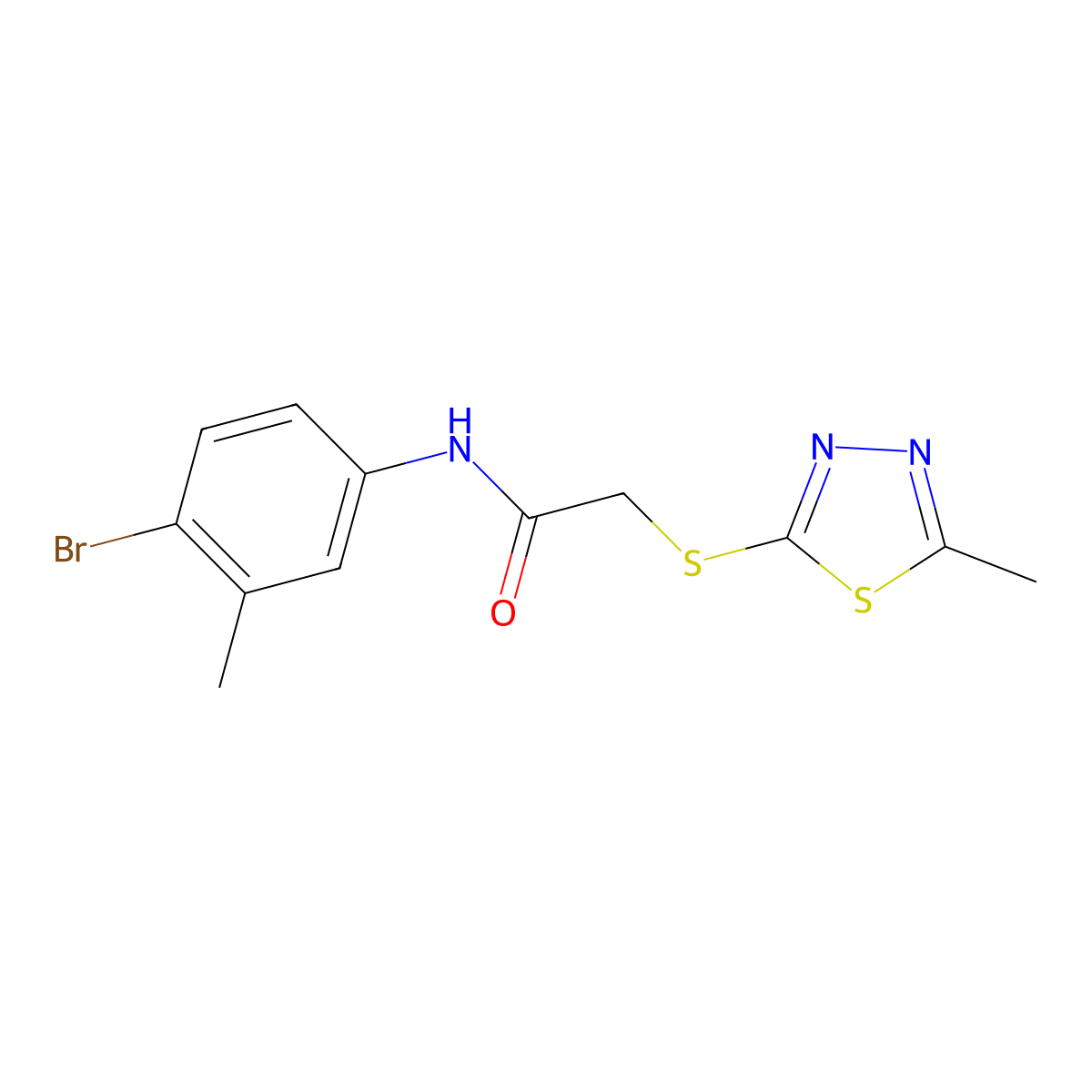 N-(4-bromo-3-methylphenyl)-2-[(5-methyl-1,3,4-thiadiazol-2-yl)sulfanyl]acetamide molecular structure, CAS 331459-84-8