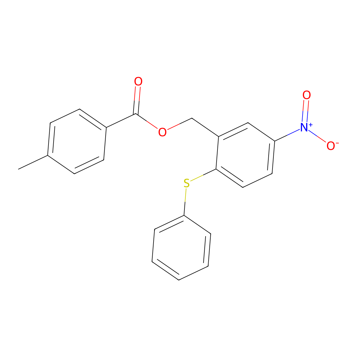 5-Nitro-2-(phenylsulfanyl)benzyl 4-methylbenzenecarboxylate molecular structure, CAS 331459-89-3