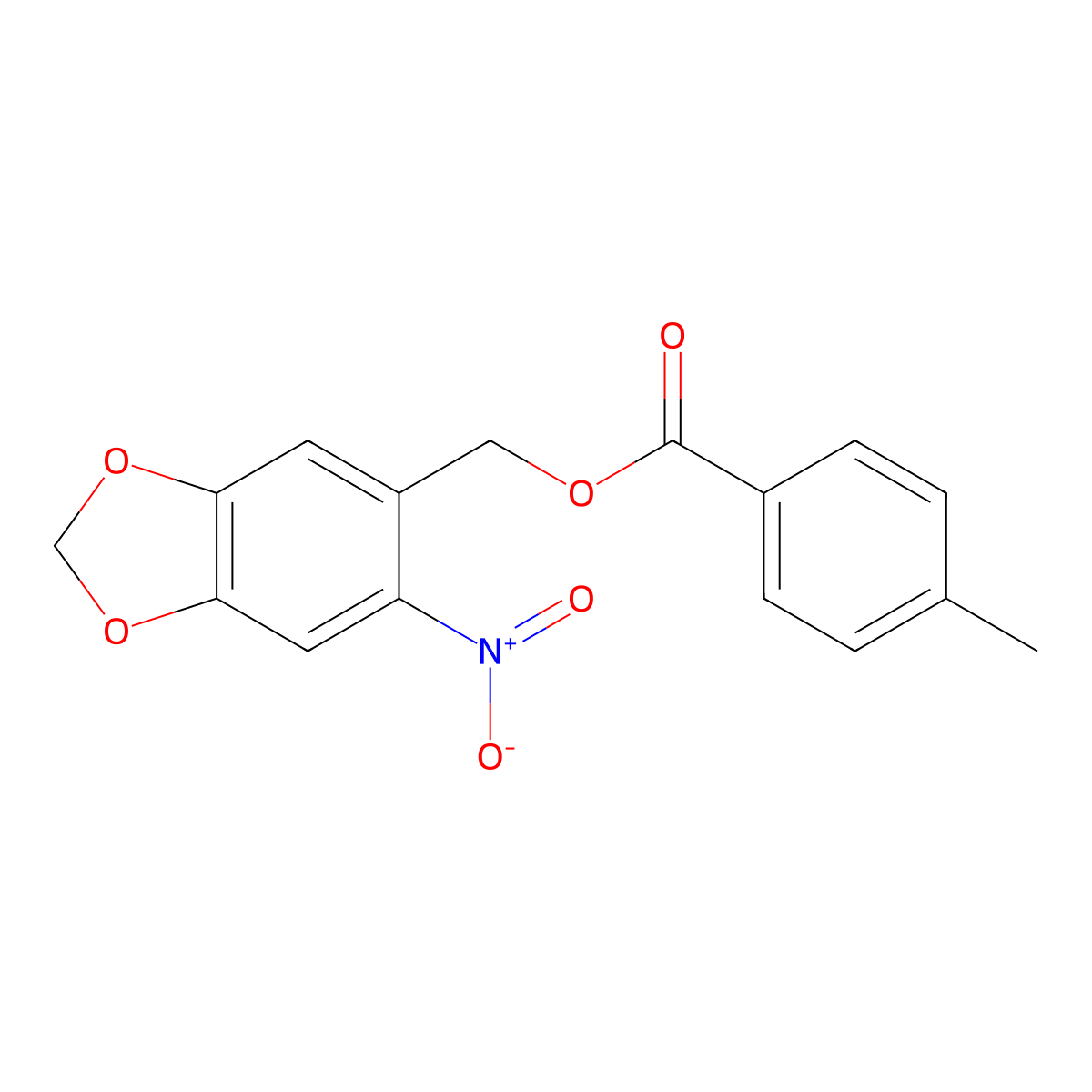 (6-nitro-2H-1,3-benzodioxol-5-yl)methyl 4-methylbenzoate molecular structure, CAS 331460-09-4