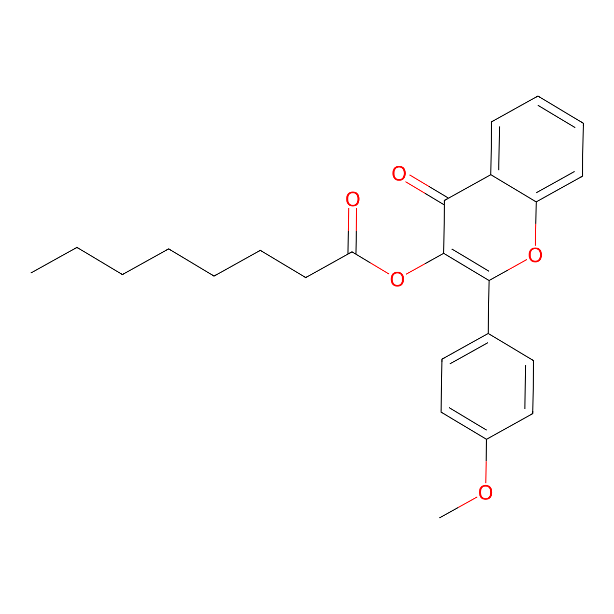 Octanoic acid 2-(4-methoxy-phenyl)-4-oxo-4H-chromen-3-YL ester molecular structure, CAS 331460-14-1