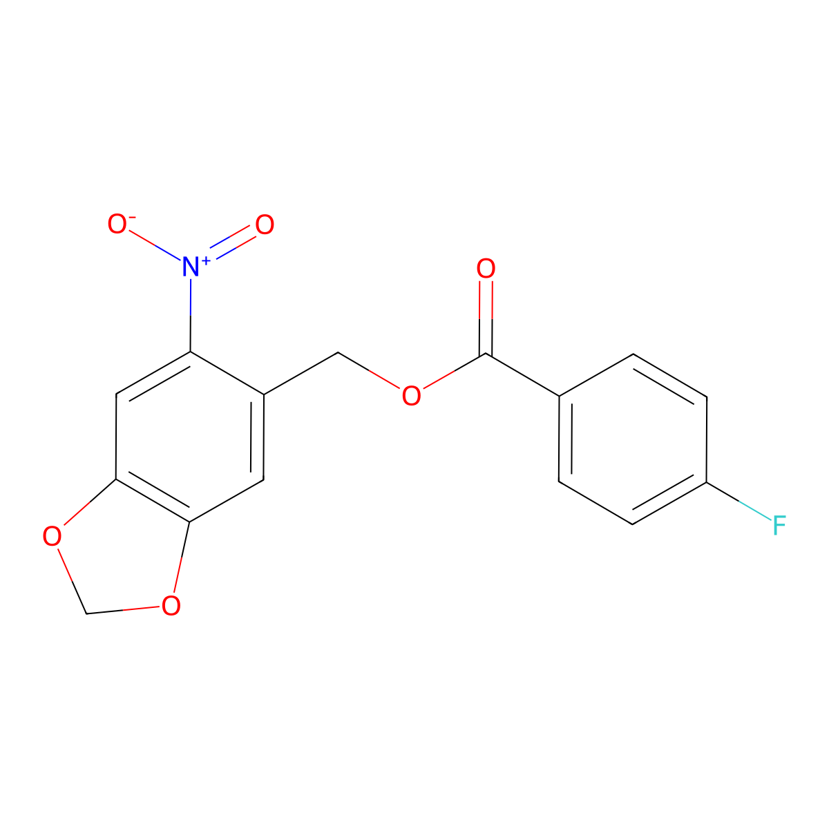 (6-Nitro-1,3-benzodioxol-5-yl)methyl 4-fluorobenzenecarboxylate molecular structure, CAS 331460-21-0