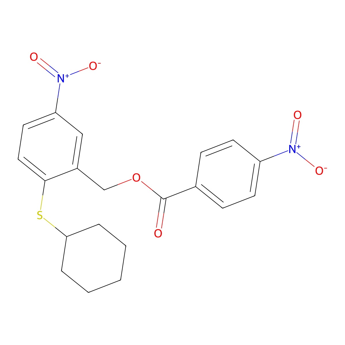 2-(Cyclohexylsulfanyl)-5-nitrobenzyl 4-nitrobenzenecarboxylate molecular structure, CAS 331460-22-1