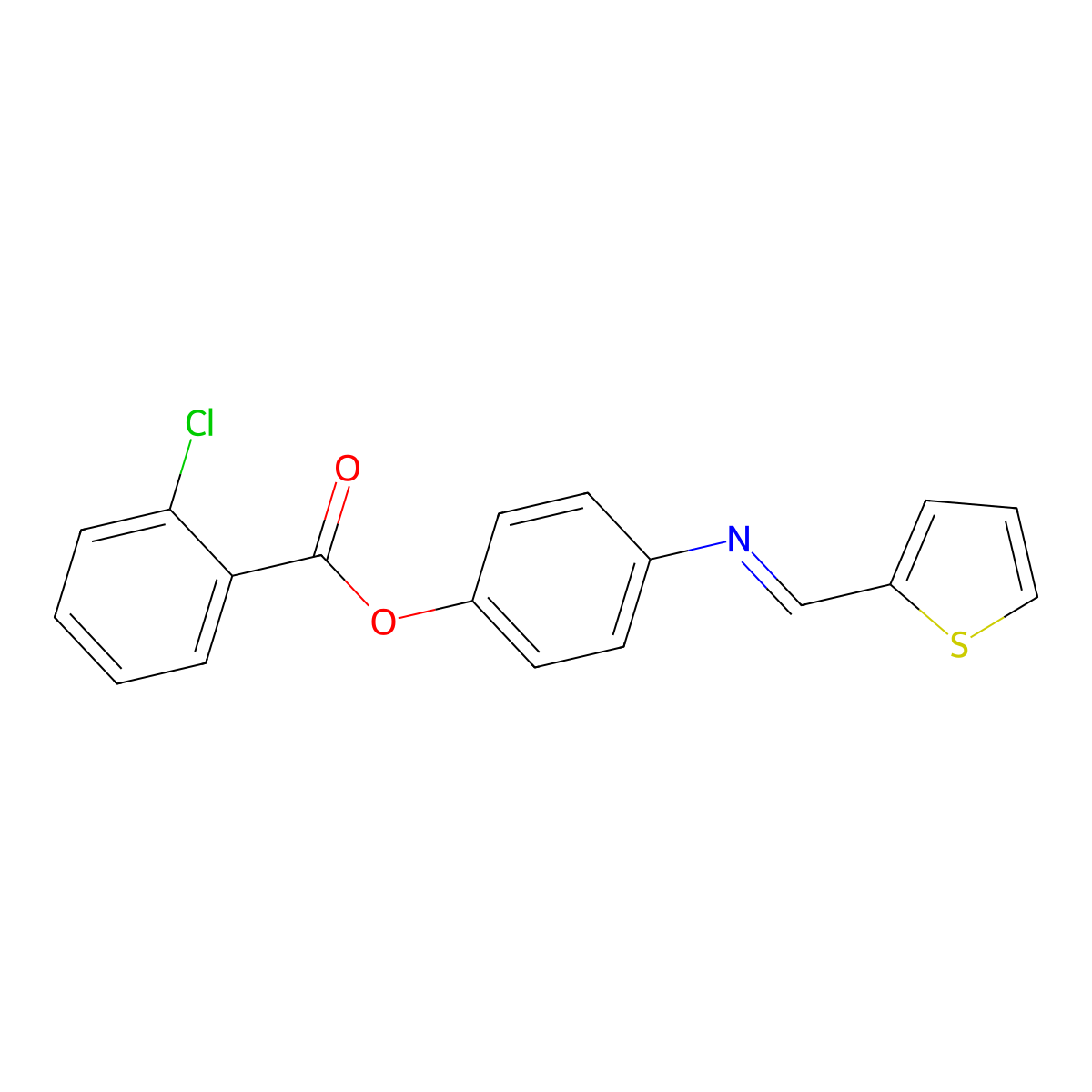 4-{[(E)-2-thienylmethylidene]amino}phenyl 2-chlorobenzenecarboxylate molecular structure, CAS 331460-56-1
