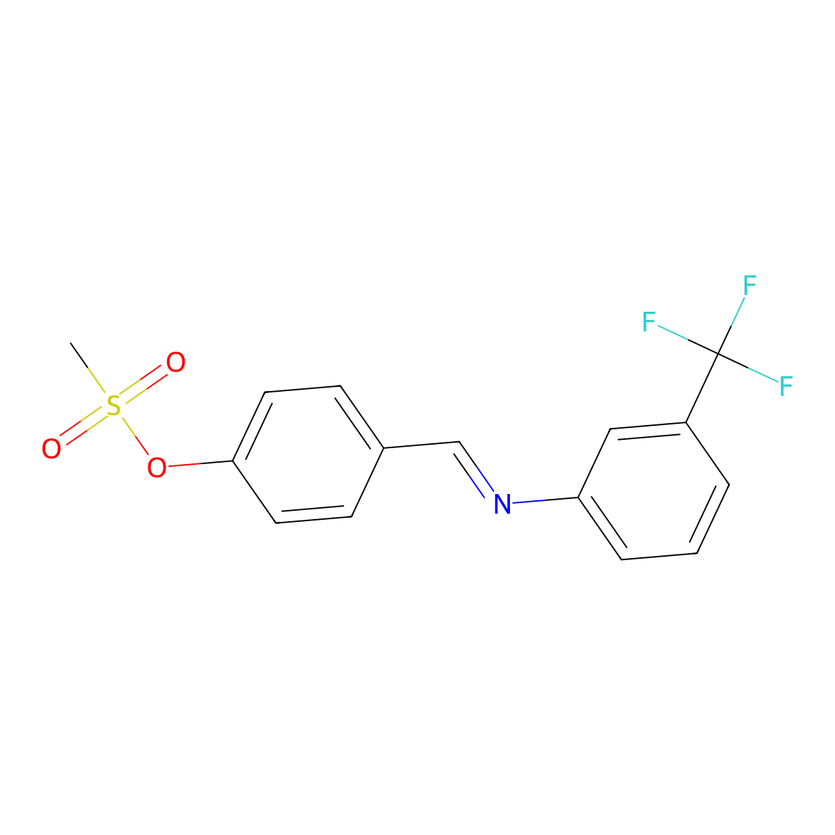 4-(((3-(Trifluoromethyl)phenyl)imino)methyl)phenyl methanesulfonate molecular structure, CAS 331460-67-4