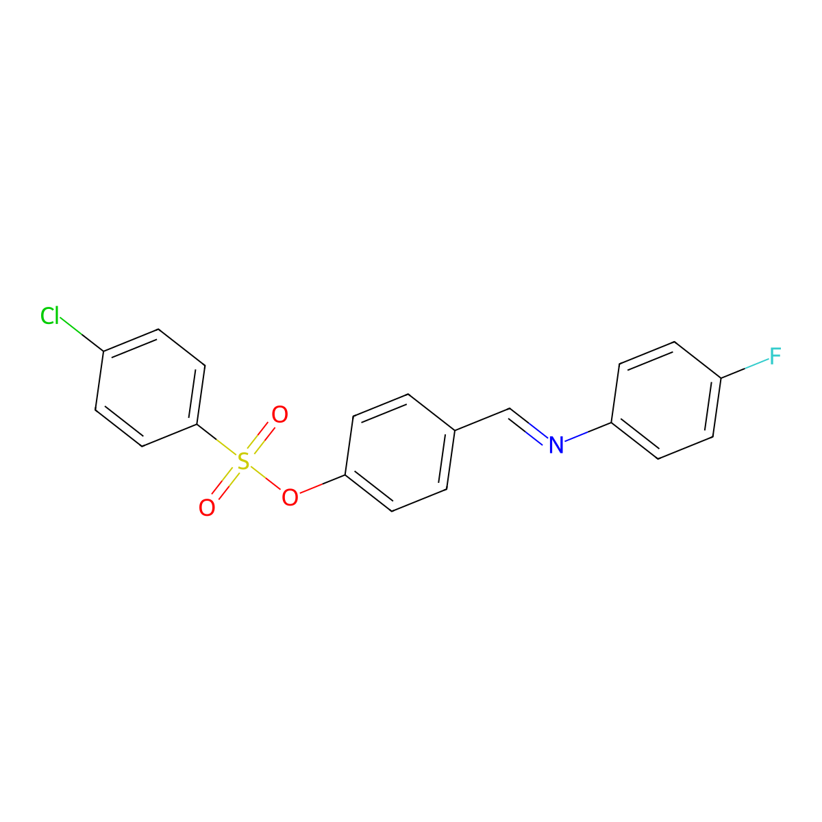 4-{[(4-Fluorophenyl)imino]methyl}phenyl 4-chlorobenzenesulfonate molecular structure, CAS 331460-70-9