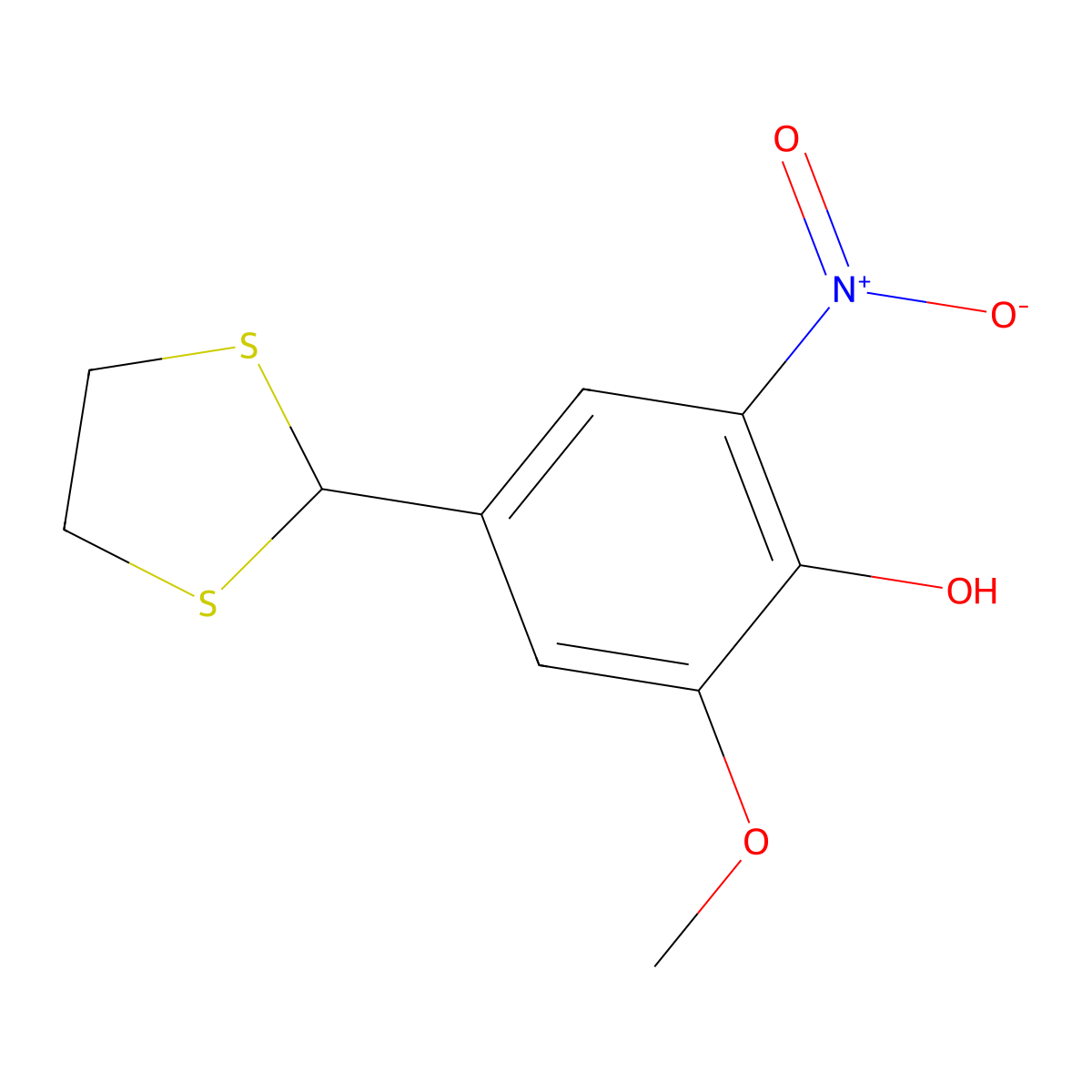 4-(1,3-Dithiolan-2-yl)-2-methoxy-6-nitrophenol molecular structure, CAS 331460-87-8