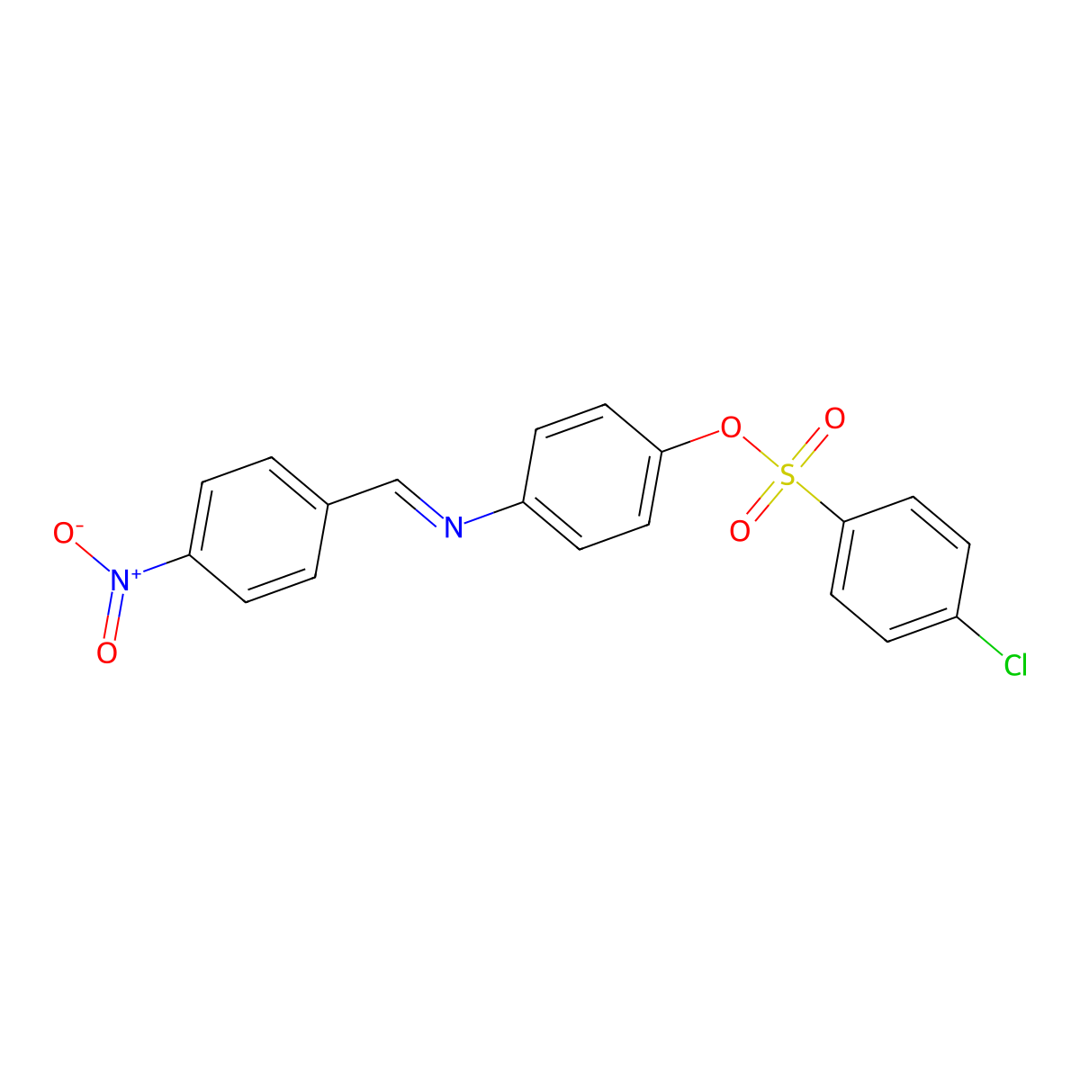 4-{[(4-Nitrophenyl)methylene]amino}phenyl 4-chlorobenzenesulfonate molecular structure, CAS 331460-93-6