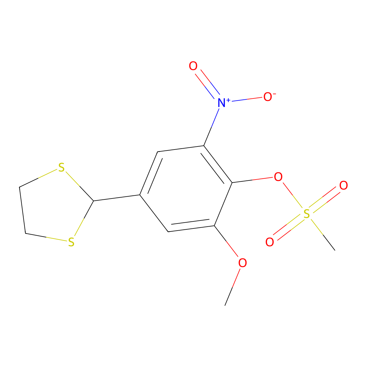 4-(1,3-Dithiolan-2-yl)-2-methoxy-6-nitrophenyl methanesulfonate molecular structure, CAS 331460-98-1