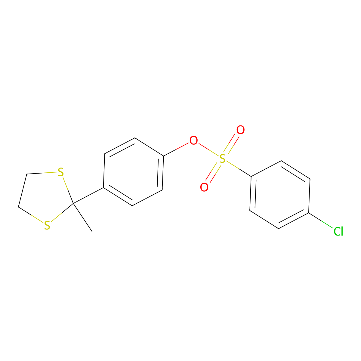 4-(2-Methyl-1,3-dithiolan-2-yl)phenyl 4-chlorobenzenesulfonate molecular structure, CAS 331460-99-2