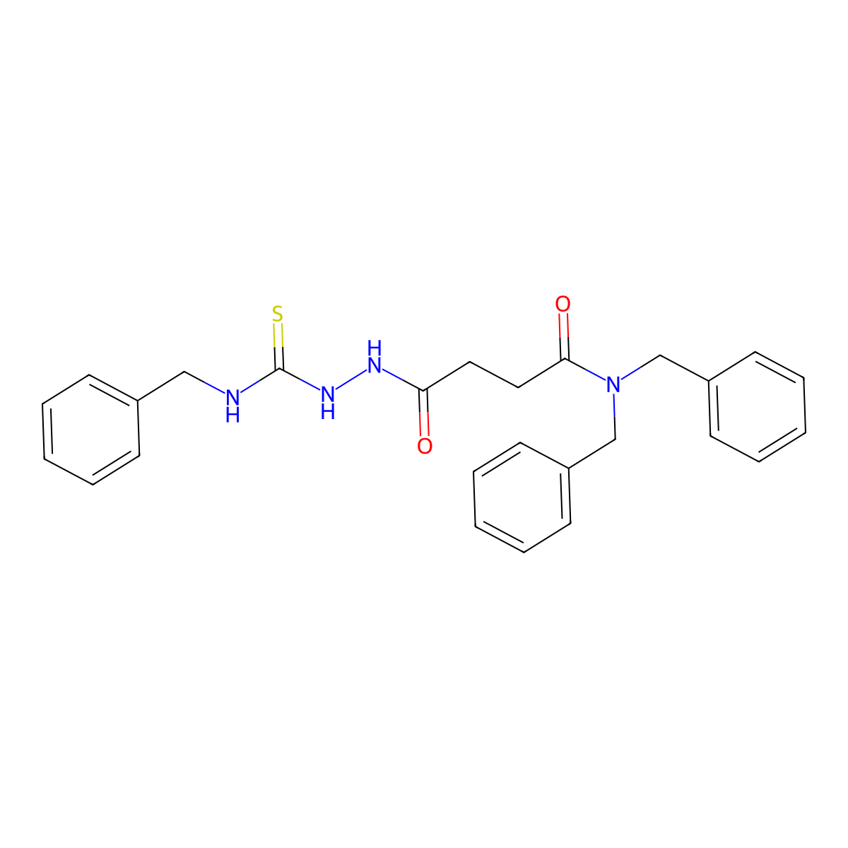 N,N-dibenzyl-4-{2-[(benzylamino)carbothioyl]hydrazino}-4-oxobutanamide molecular structure, CAS 331461-08-6