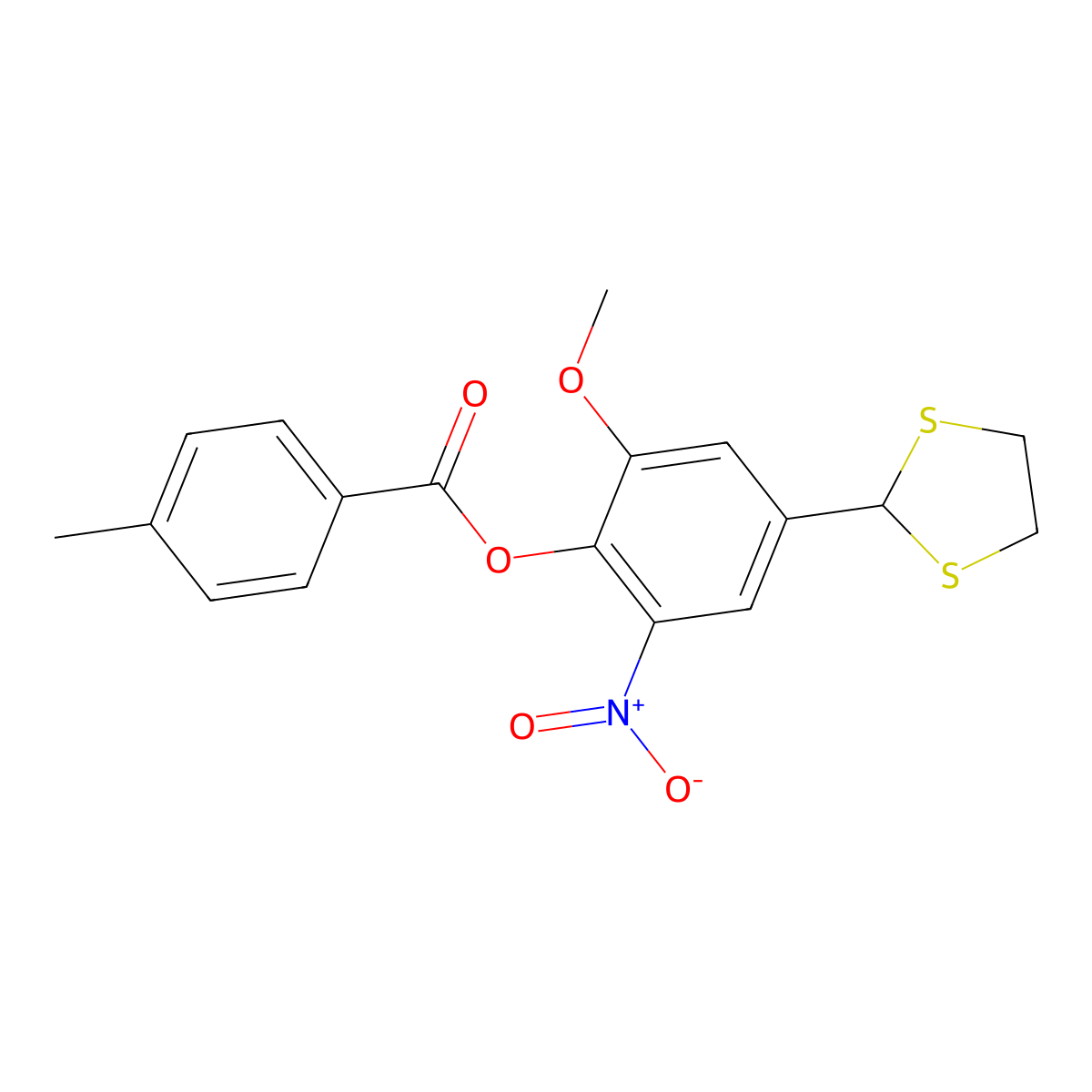 4-(1,3-Dithiolan-2-yl)-2-methoxy-6-nitrophenyl 4-methylbenzenecarboxylate molecular structure, CAS 331461-13-3