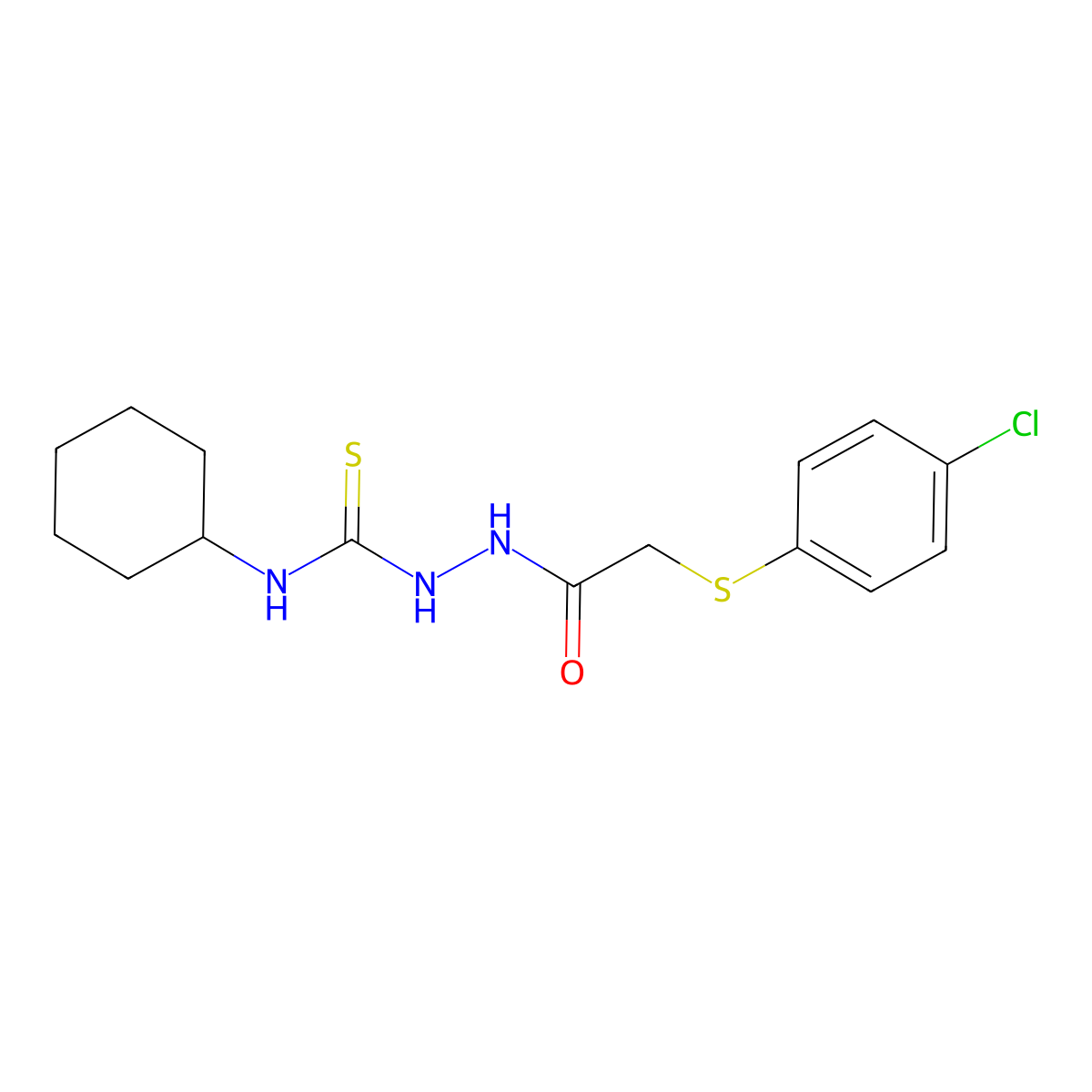 2-{2-[(4-chlorophenyl)sulfanyl]acetyl}-N-cyclohexyl-1-hydrazinecarbothioamide molecular structure, CAS 331461-20-2