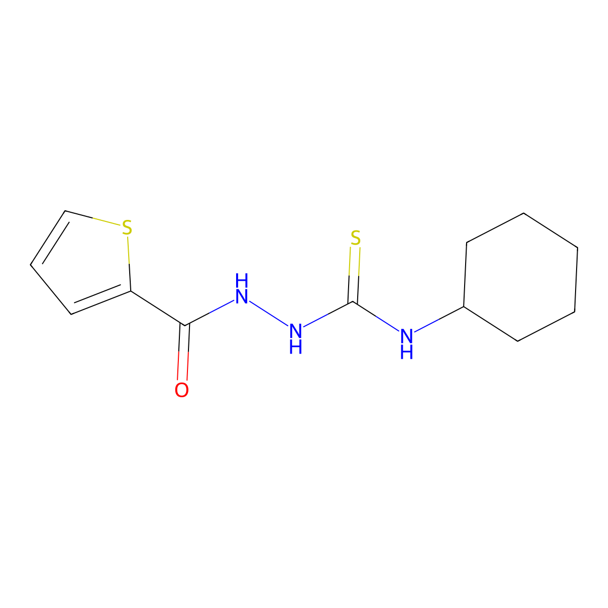 N-cyclohexyl-2-(2-thienylcarbonyl)-1-hydrazinecarbothioamide molecular structure, CAS 331461-23-5