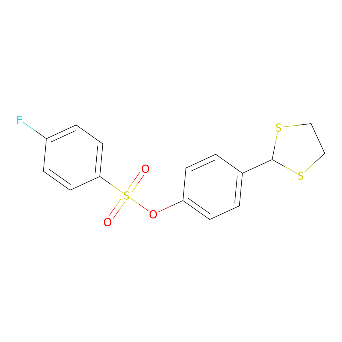4-(1,3-Dithiolan-2-yl)phenyl 4-fluorobenzenesulfonate molecular structure, CAS 331461-25-7