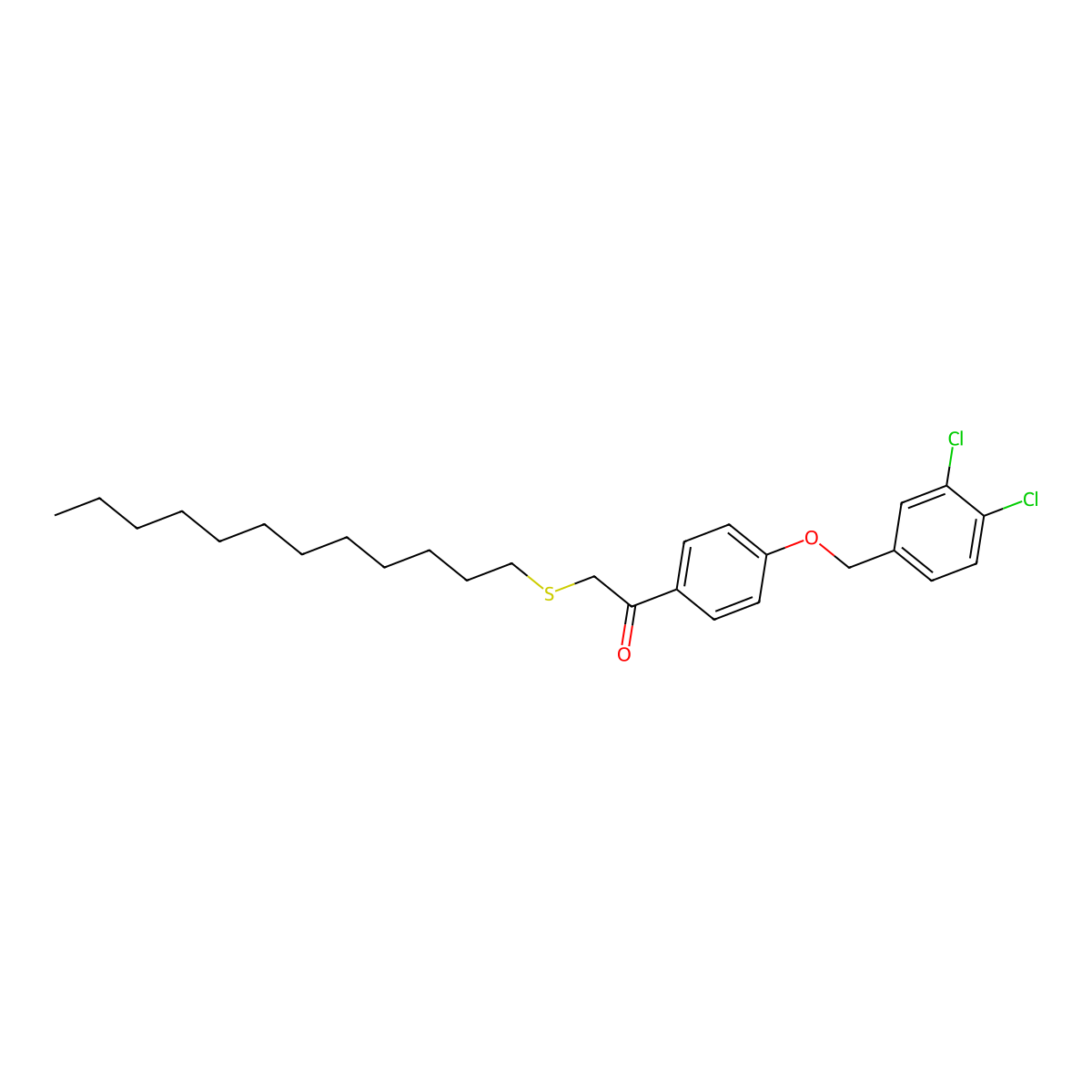 1-[4-[(3,4-Dichlorophenyl)methoxy]phenyl]-2-dodecylsulfanylethanone molecular structure, CAS 331461-28-0