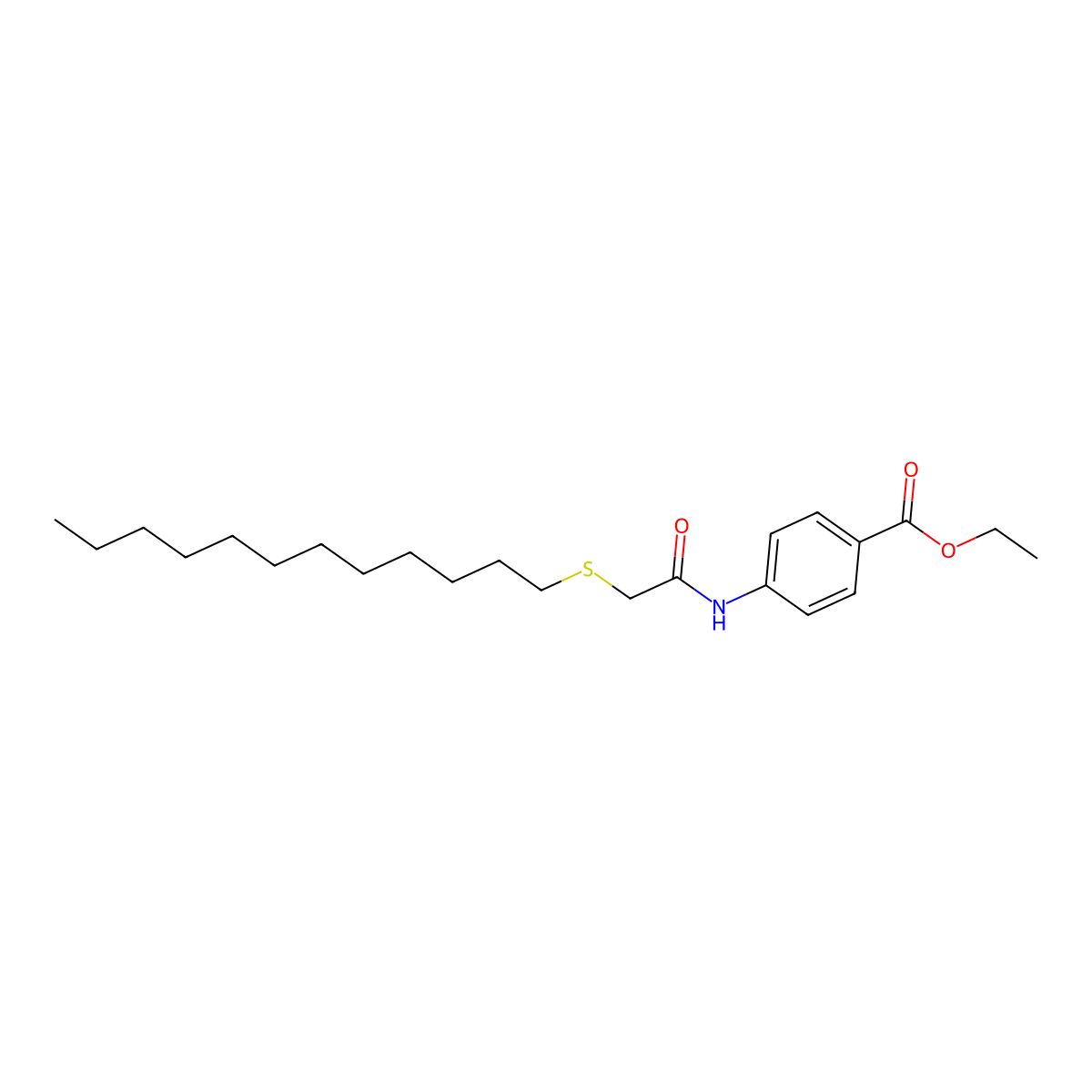 Ethyl 4-[(2-dodecylsulfanylacetyl)amino]benzoate molecular structure, CAS 331461-38-2