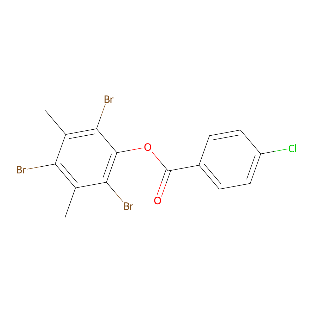 2,4,6-Tribromo-3,5-dimethylphenyl 4-chlorobenzenecarboxylate molecular structure, CAS 331461-40-6