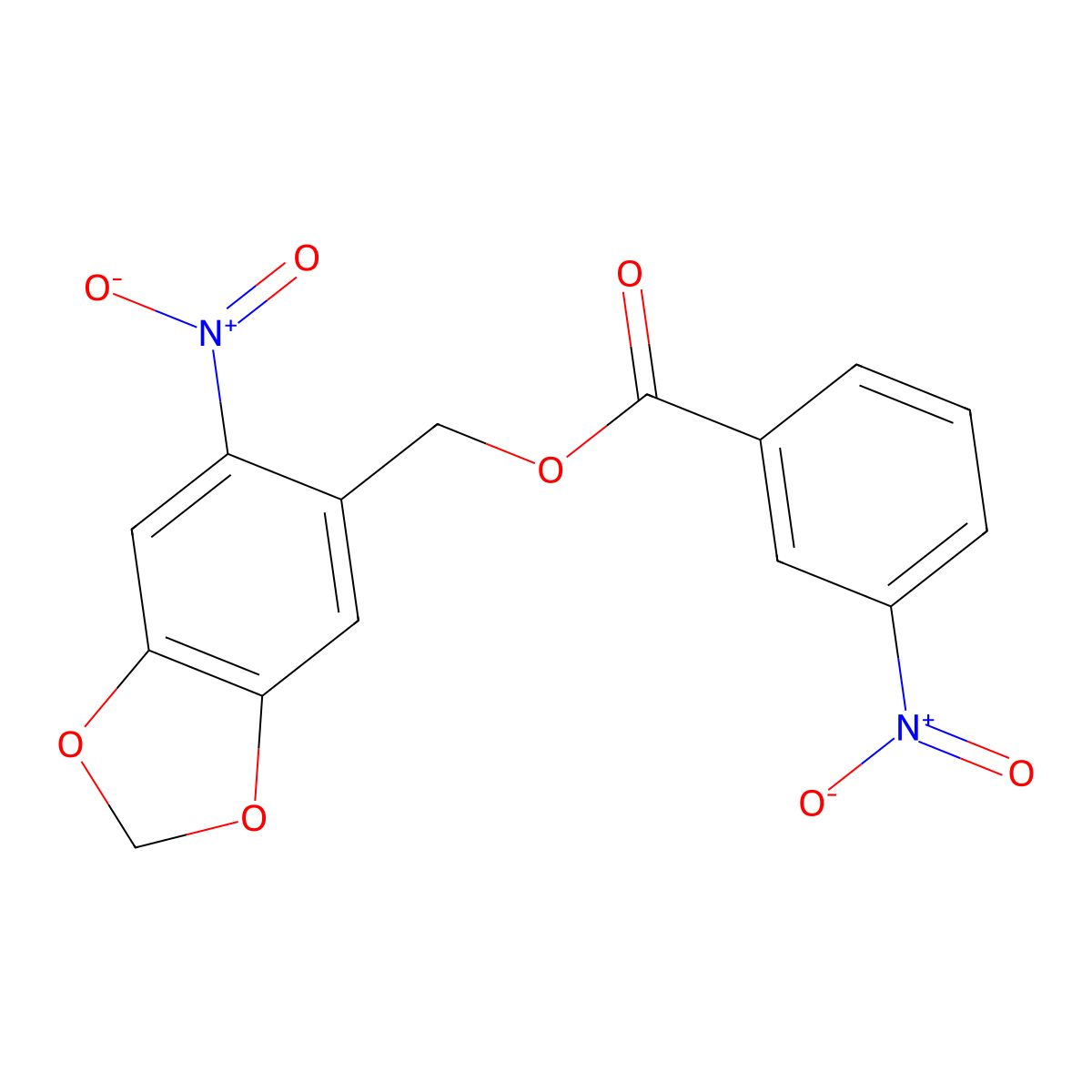 (6-Nitro-1,3-benzodioxol-5-yl)methyl 3-nitrobenzoate molecular structure, CAS 331461-78-0