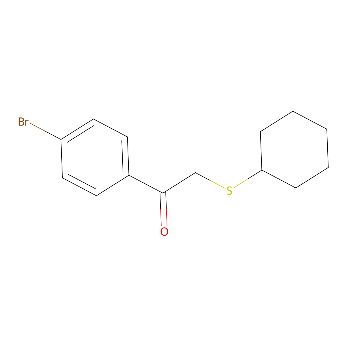 1-(4-Bromophenyl)-2-(cyclohexylsulfanyl)ethan-1-one molecular structure, CAS 331461-92-8