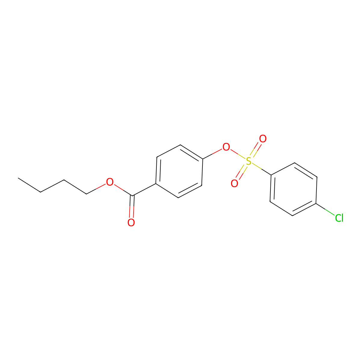 Butyl 4-(4-chlorophenyl)sulfonyloxybenzoate molecular structure, CAS 331462-14-7