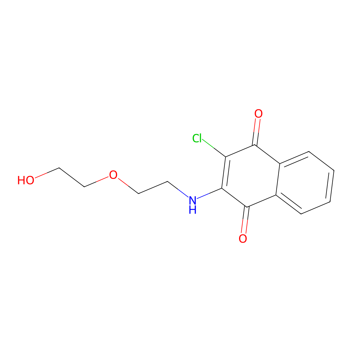 2-Chloro-3-{[2-(2-hydroxyethoxy)ethyl]amino}naphthoquinone molecular structure, CAS 331462-29-4